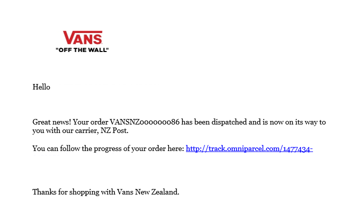 vans order